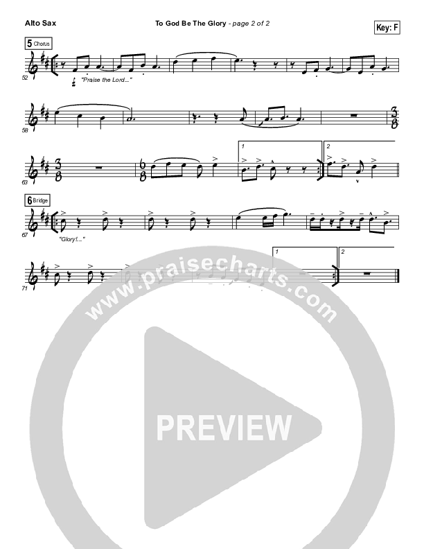 To God Be The Glory Alto Sax (Tommy Walker)