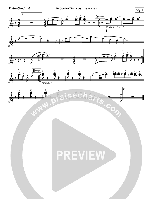 To God Be The Glory Flute/Oboe 1/2/3 (Tommy Walker)