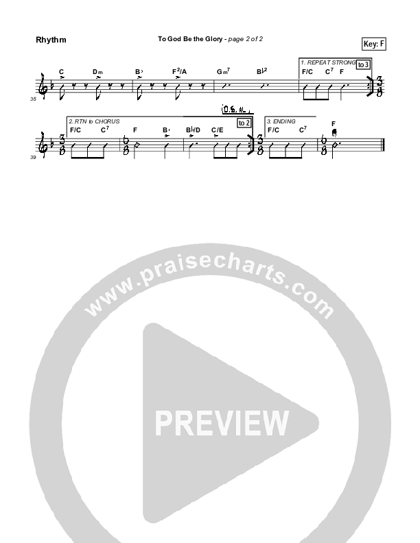 To God Be The Glory Rhythm Chart (Tommy Walker)