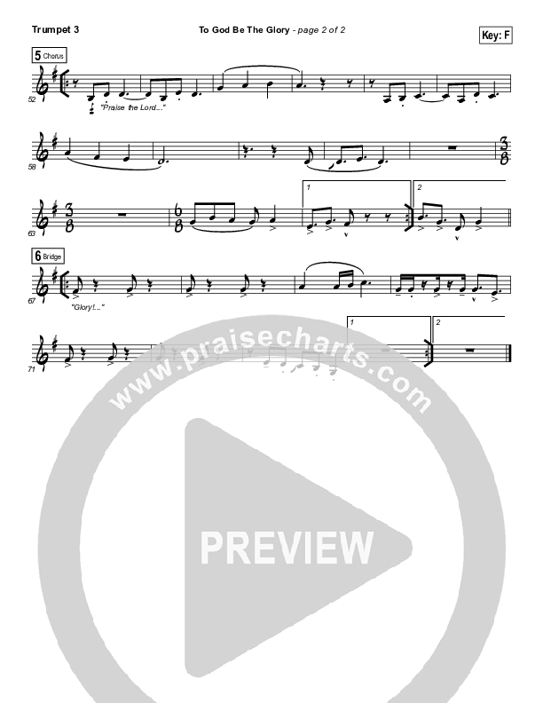 To God Be The Glory Trumpet 3 (Tommy Walker)