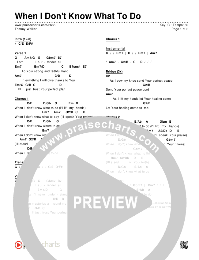 When I Don T Know What To Do Chords Tommy Walker Praisecharts