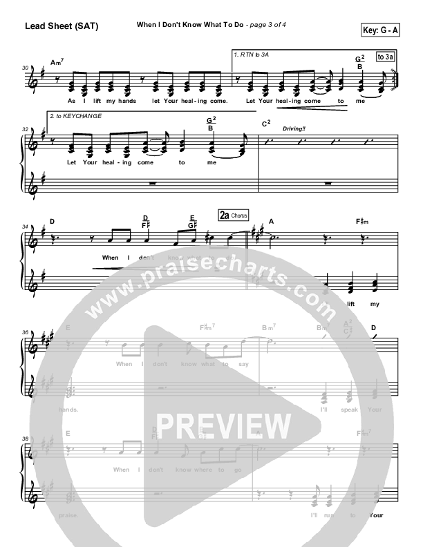 When I Don't Know What To Do Lead Sheet (SAT) (Tommy Walker)