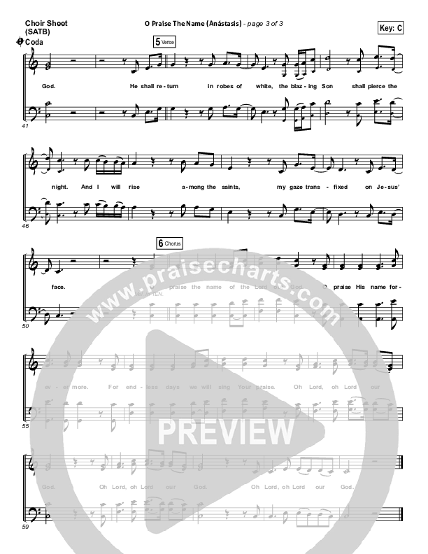 O Praise The Name (Anastasis) Choir Sheet (SATB) (Hillsong Worship)