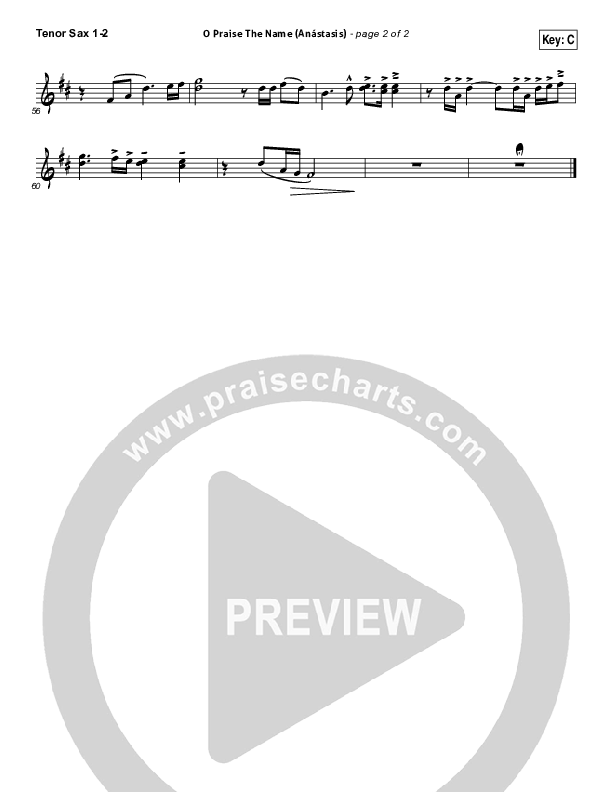 O Praise The Name (Anastasis) Tenor Sax 1/2 (Hillsong Worship)