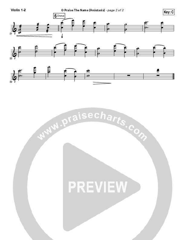 O Praise The Name (Anastasis) Violin 1/2 (Hillsong Worship)