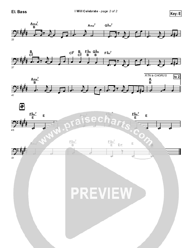 I Will Celebrate Bass Guitar (Rita Baloche)