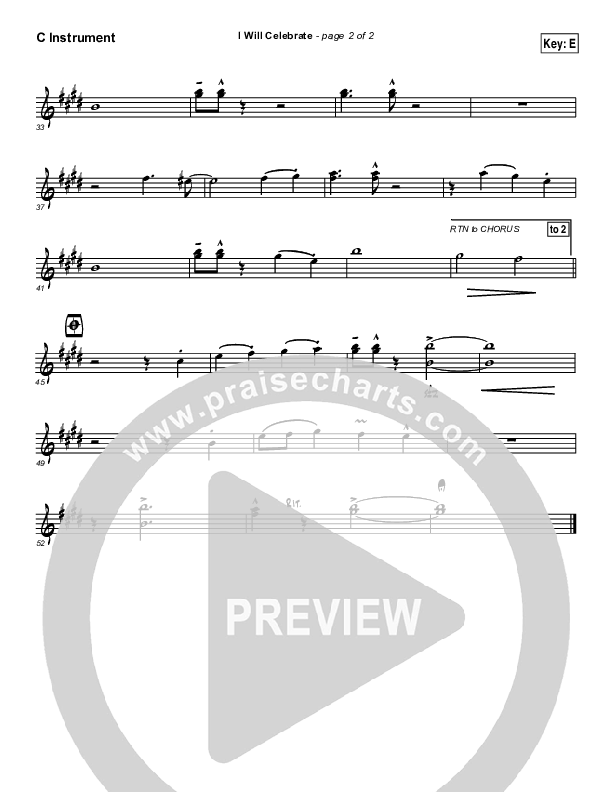 I Will Celebrate C Instruments (Rita Baloche)