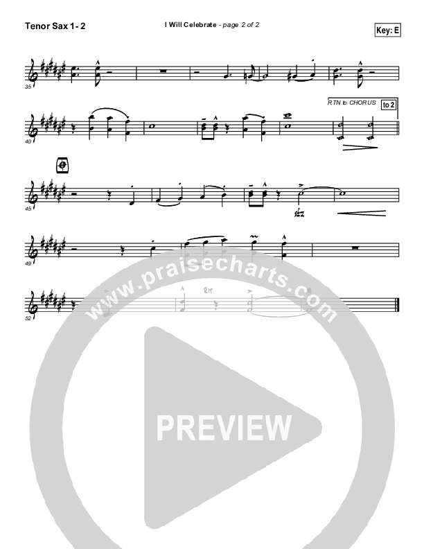 I Will Celebrate Tenor Sax 1/2 (Rita Baloche)