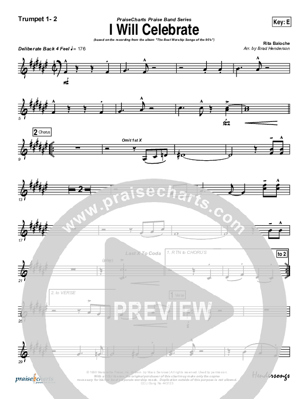 I Will Celebrate Trumpet 1,2 (Rita Baloche)