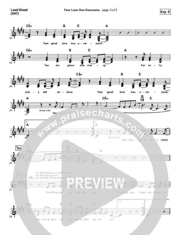 Your Love Has Overcome Lead Sheet (Newport)