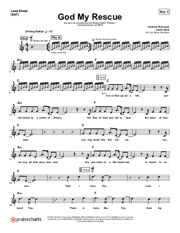 God My Rescue Lead Sheet (SAT) (Newport)