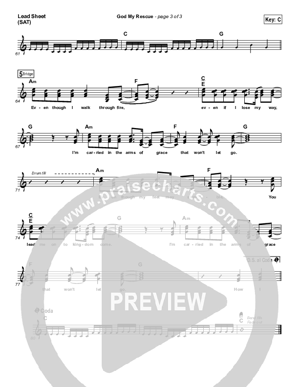 God My Rescue Lead Sheet (SAT) (Newport)