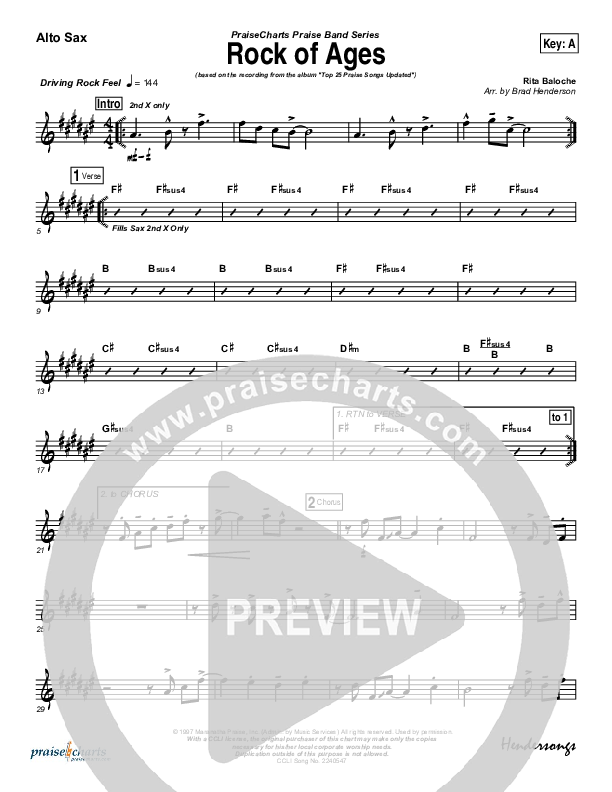 Rock Of Ages Alto Sax (Maranatha Singers)