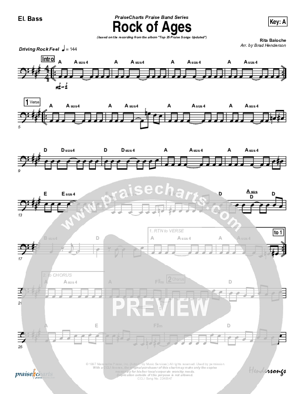 Rock Of Ages Bass Guitar (Maranatha Singers)