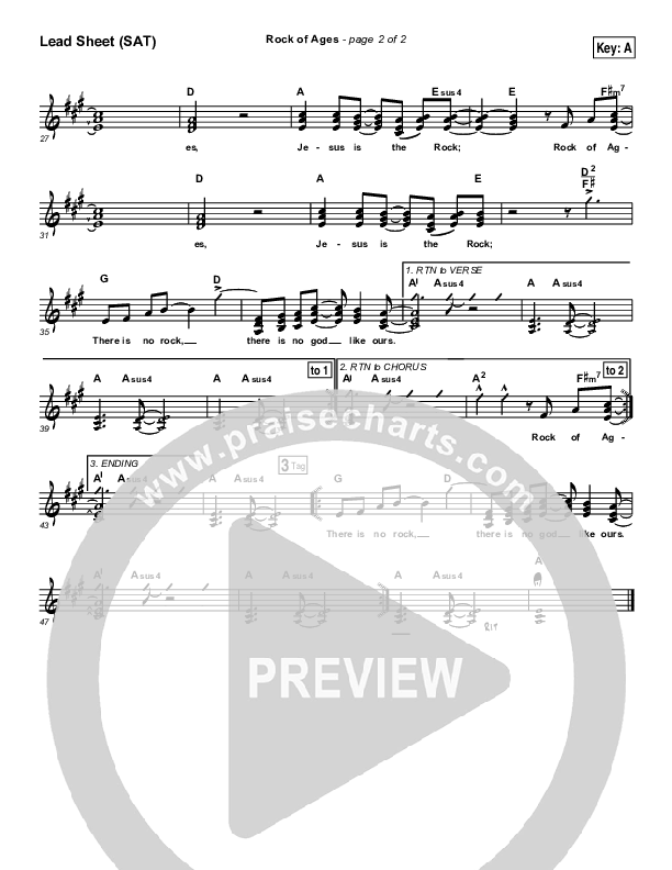 Rock Of Ages Lead Sheet (SAT) (Maranatha Singers)