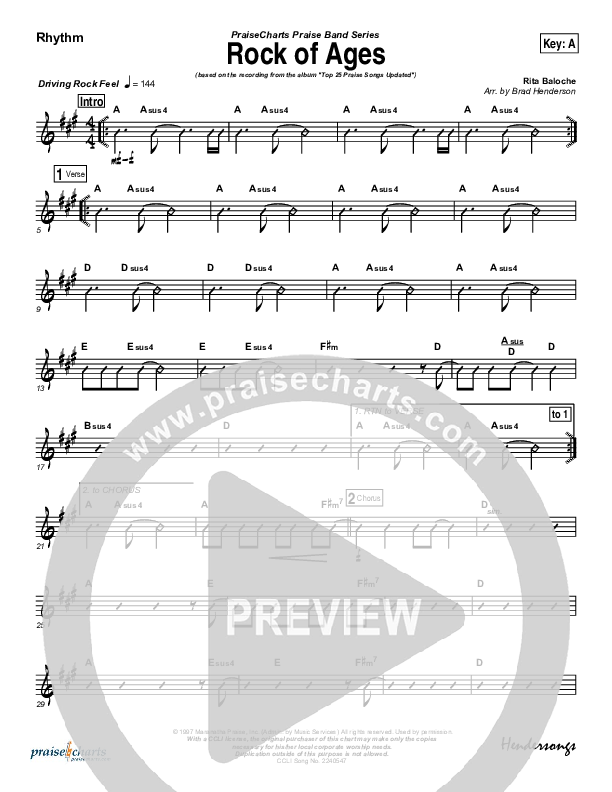 Rock Of Ages Rhythm Chart (Maranatha Singers)