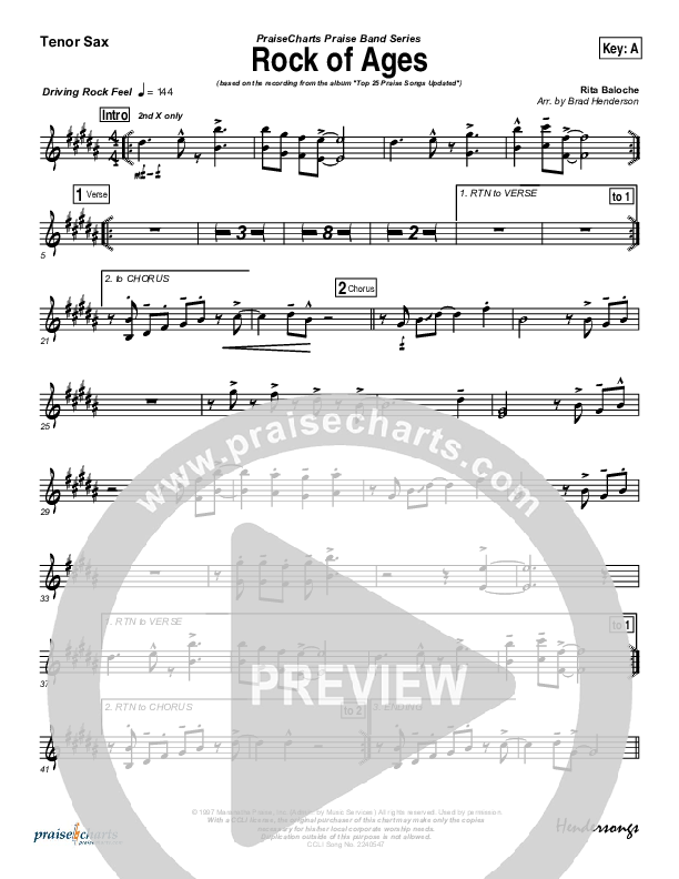 Rock Of Ages Tenor Sax 2 (Maranatha Singers)