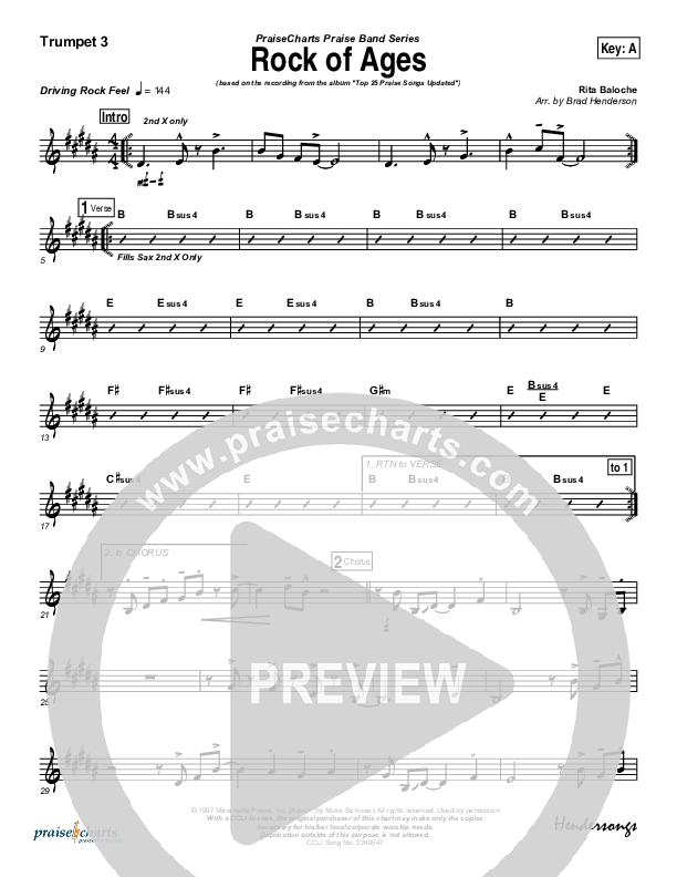 Rock Of Ages Trumpet 3 (Maranatha Singers)