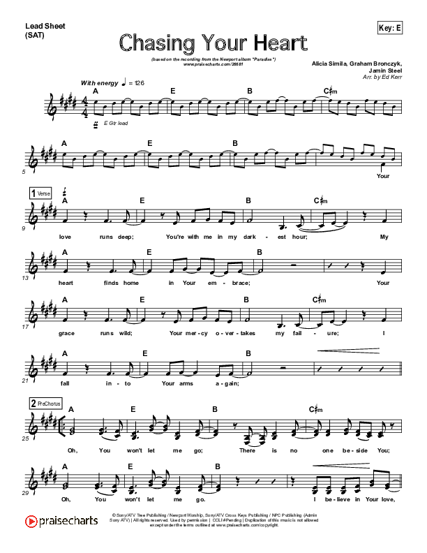 Chasing Your Heart Lead Sheet (SAT) (Newport)