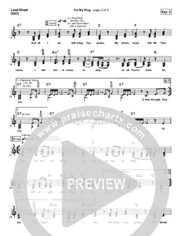 For My King Lead Sheet (Newport)