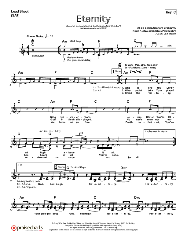 Eternity Lead Sheet (Newport)