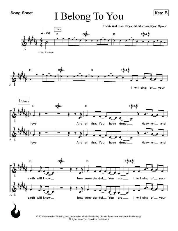 I Belong To You Lead Sheet (Ascension Worship)
