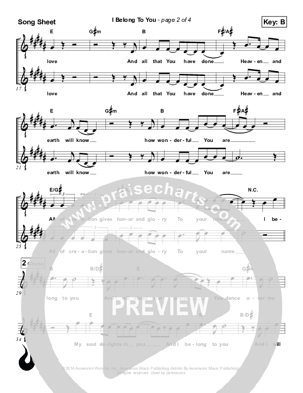 I Belong To You Lead Sheet (Ascension Worship)