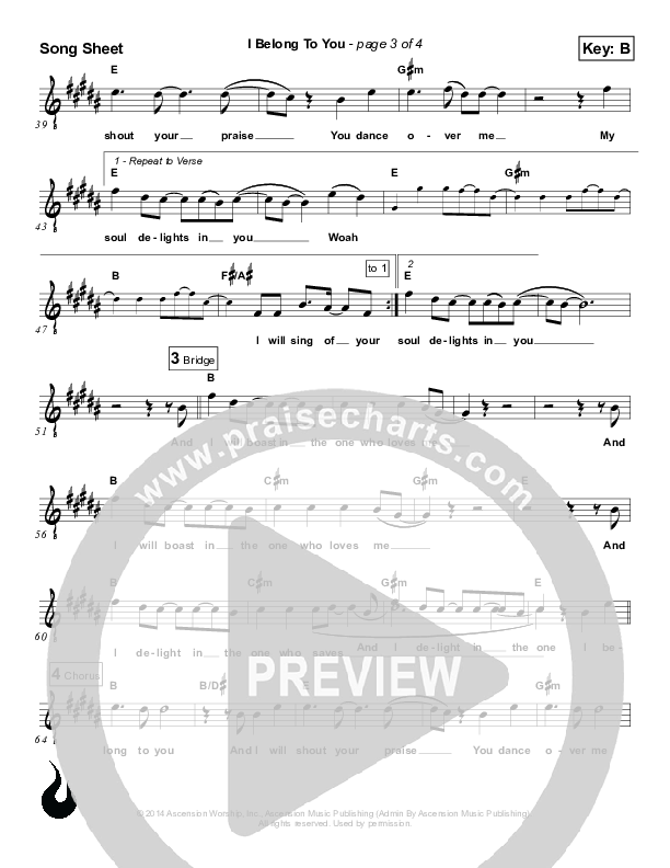 I Belong To You Lead Sheet (Ascension Worship)