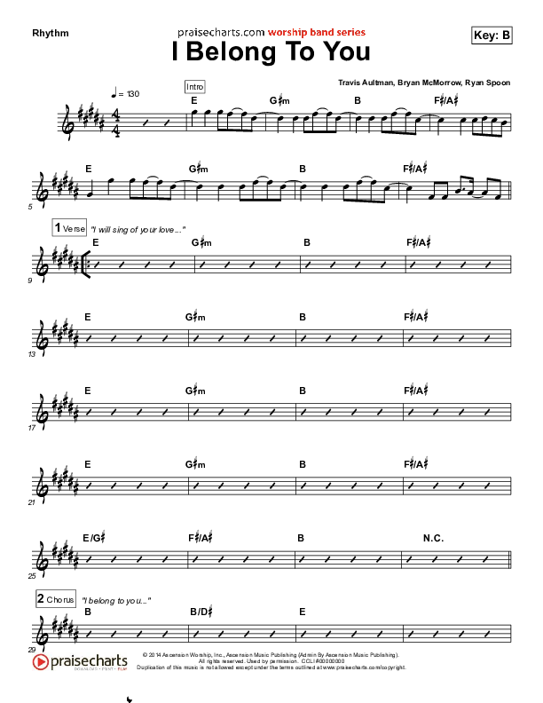 I Belong To You Rhythm Chart (Ascension Worship)