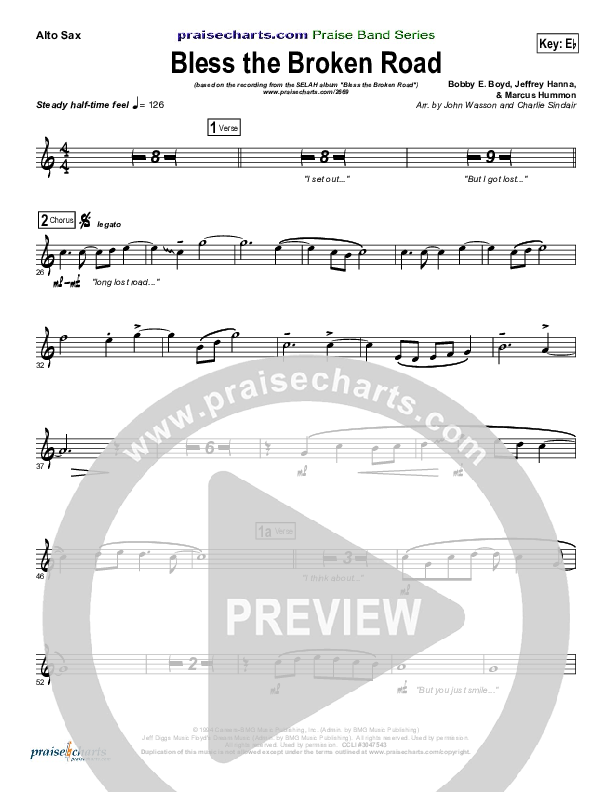 Bless The Broken Road Alto Sax (Selah)