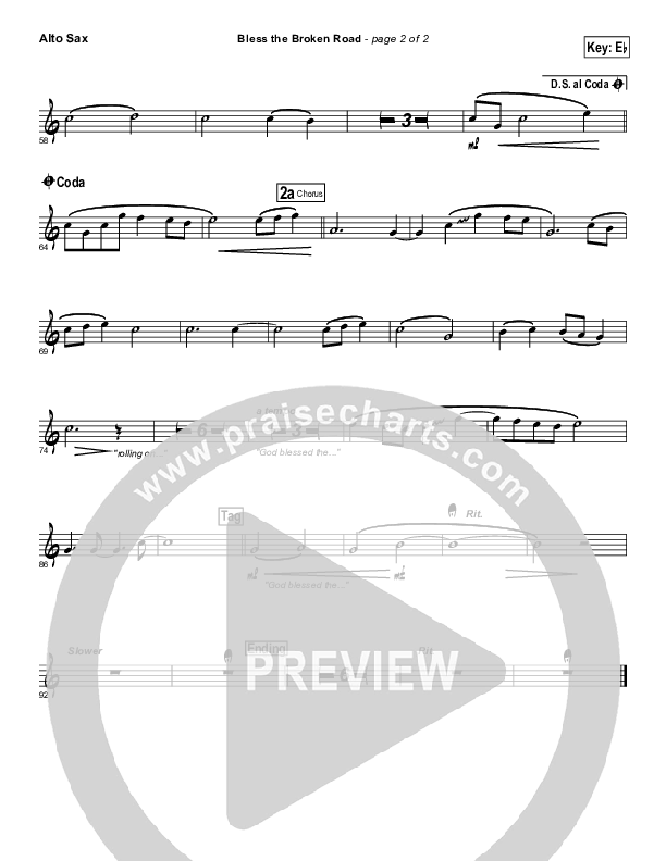 Bless The Broken Road Alto Sax (Selah)