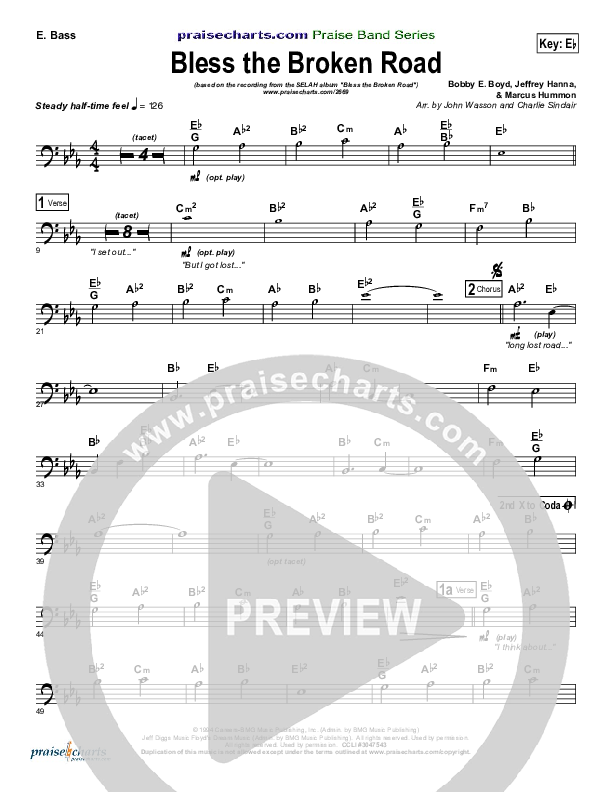 Bless The Broken Road Bass Guitar (Selah)