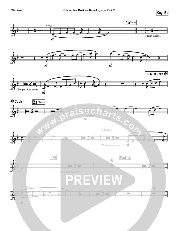 Bless The Broken Road Clarinet (Selah)