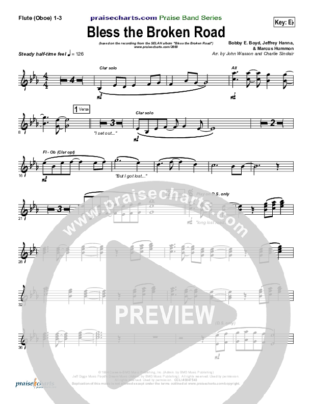 Bless The Broken Road Flute/Oboe 1/2/3 (Selah)