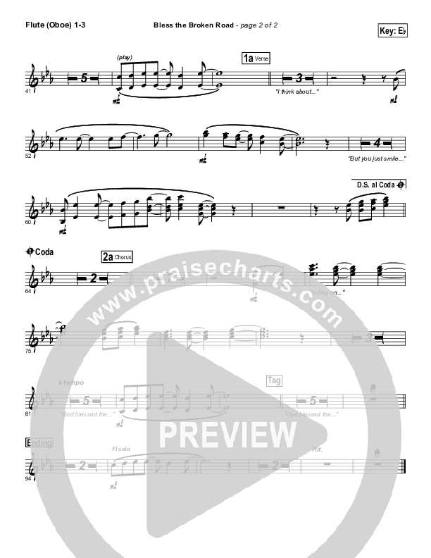 Bless The Broken Road Flute/Oboe 1/2/3 (Selah)