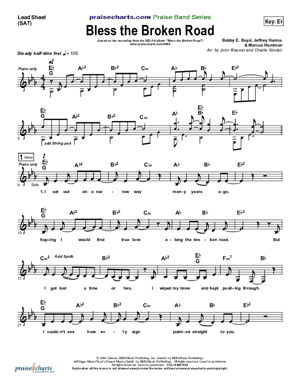 Bless The Broken Road Lead Sheet (Print Only) (Selah)