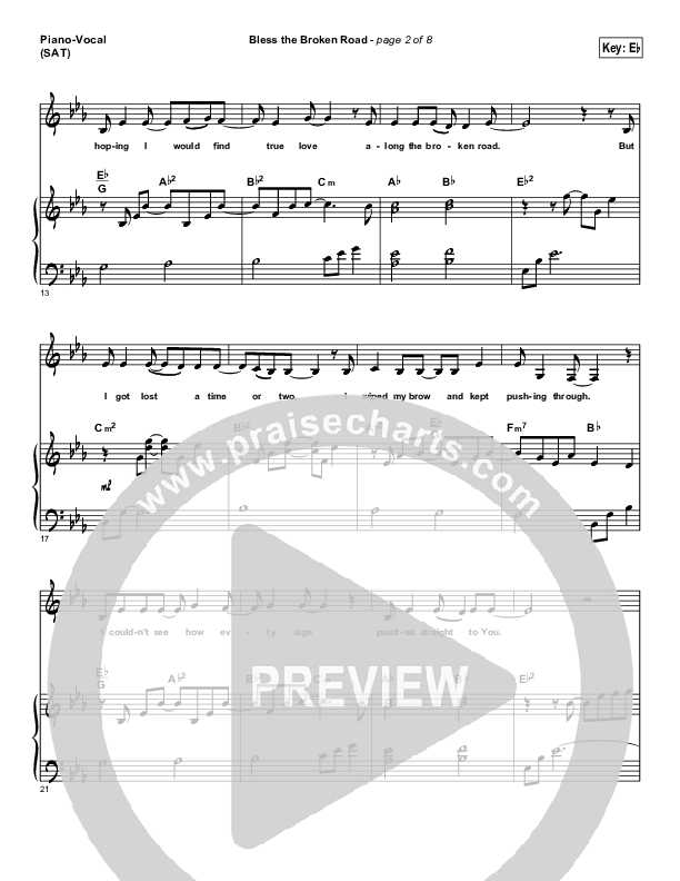 Bless The Broken Road Piano/Vocal (Selah)