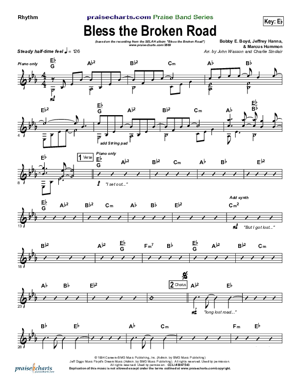 Bless The Broken Road Rhythm Chart (Print Only) (Selah)