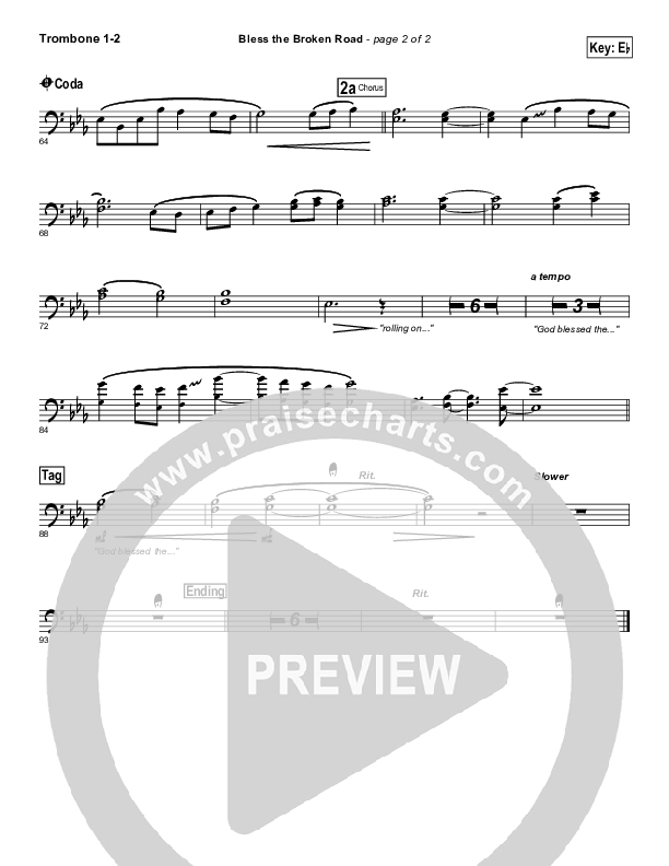 Bless The Broken Road Trombone 1/2 (Selah)