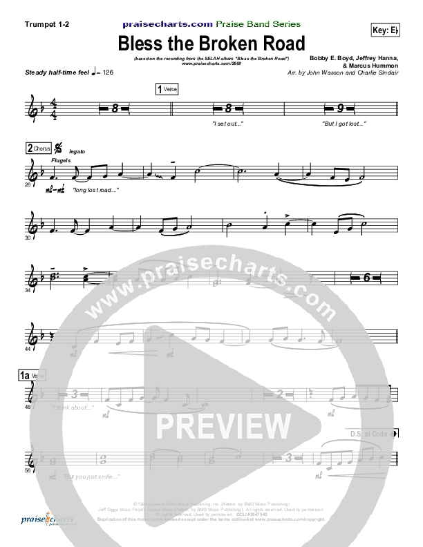 Bless The Broken Road Trumpet 1,2 (Selah)