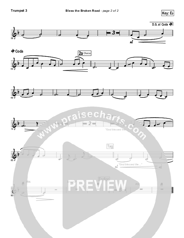 Bless The Broken Road Trumpet 3 (Selah)