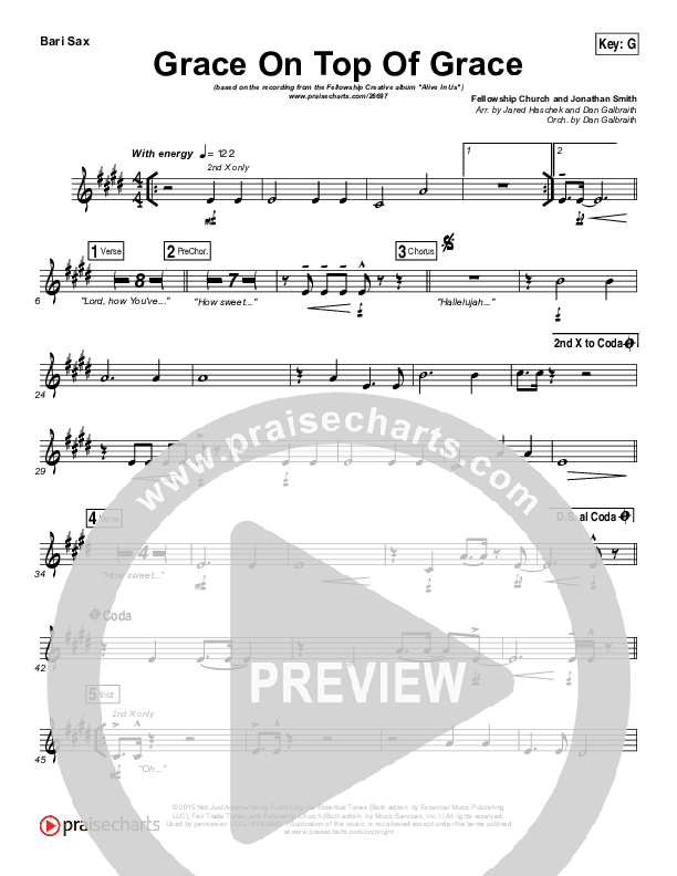 Grace On Top Of Grace Bari Sax (Fellowship Creative)