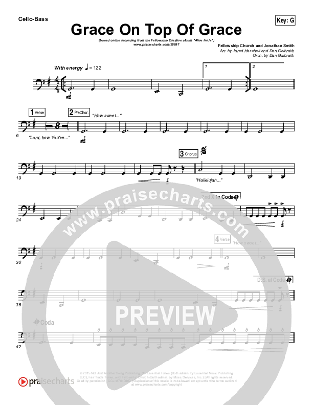 Grace On Top Of Grace Cello/Bass (Fellowship Creative)