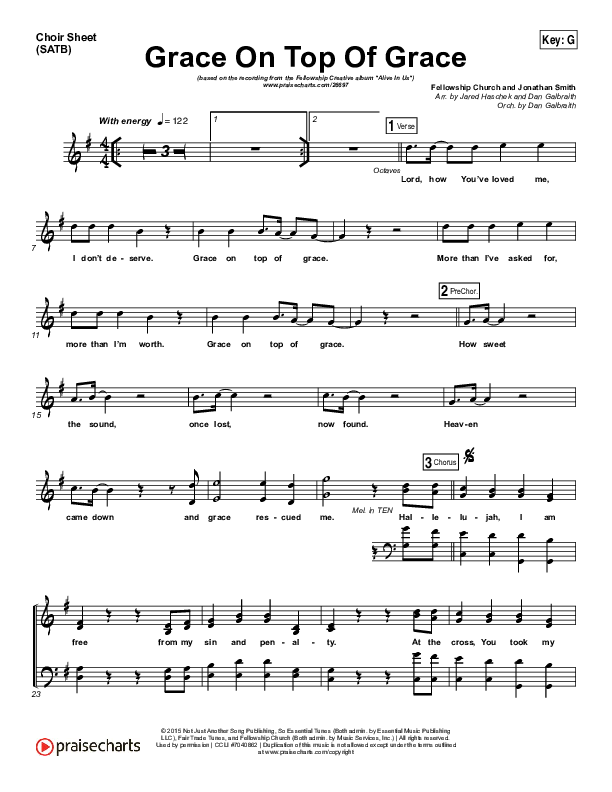 Grace On Top Of Grace Choir Sheet (SATB) (Fellowship Creative)