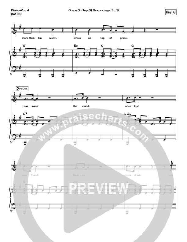 Grace On Top Of Grace Piano/Vocal (SATB) (Fellowship Creative)