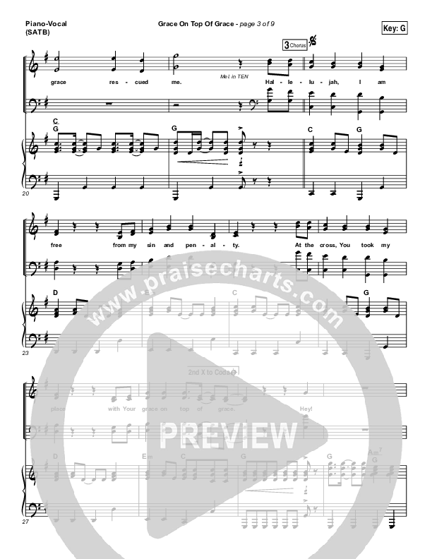 Grace On Top Of Grace Piano/Vocal (SATB) (Fellowship Creative)