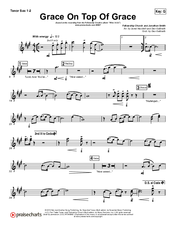 Grace On Top Of Grace Tenor Sax 1/2 (Fellowship Creative)