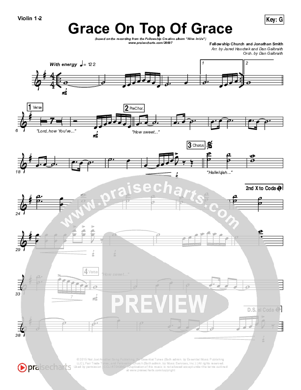 Grace On Top Of Grace Violin 1/2 (Fellowship Creative)