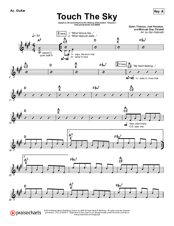 Touch The Sky Acoustic Guitar Sheet Music PDF (Hillsong