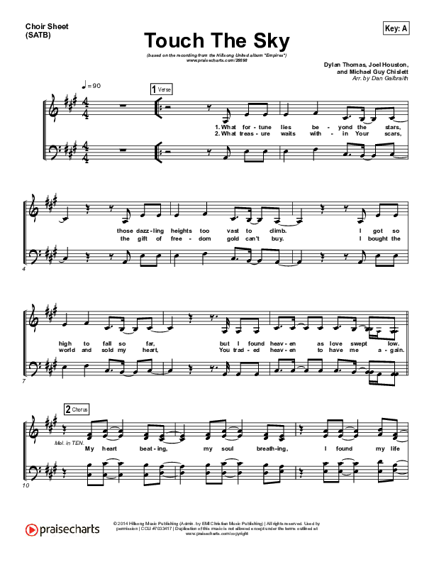 Touch The Sky Choir Vocals (SATB) (Hillsong UNITED)